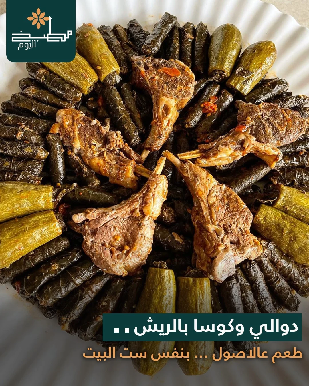 ورق عنب مع كوسا بالريش